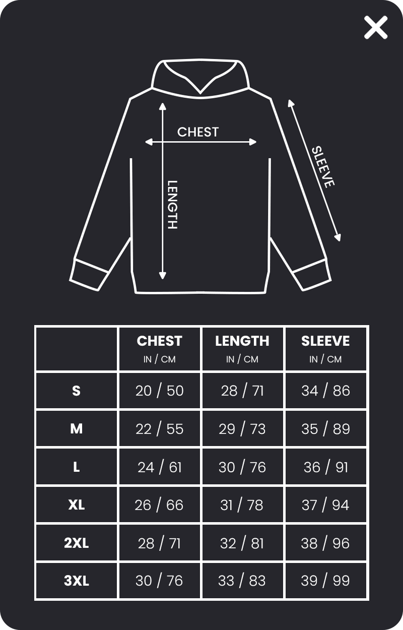 Hoodie Size Chart